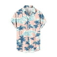 thumbnail image 1 of AHTJRT Men’s Button Down Hawaiian Shirt with Watercolor Hibiscus Blooms Resort V Neck Shirt Multicolor L, 1 of 5