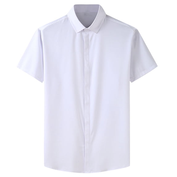 AHTJRT Men's Button Down Shirt Short Sleeve Casual Shirt Plus Size Dress Shirt Summer Beach Shirt White 4XL