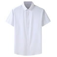 thumbnail image 1 of AHTJRT Men's Button Down Shirt Short Sleeve Casual Shirt Plus Size Dress Shirt Summer Beach Shirt White L, 1 of 5