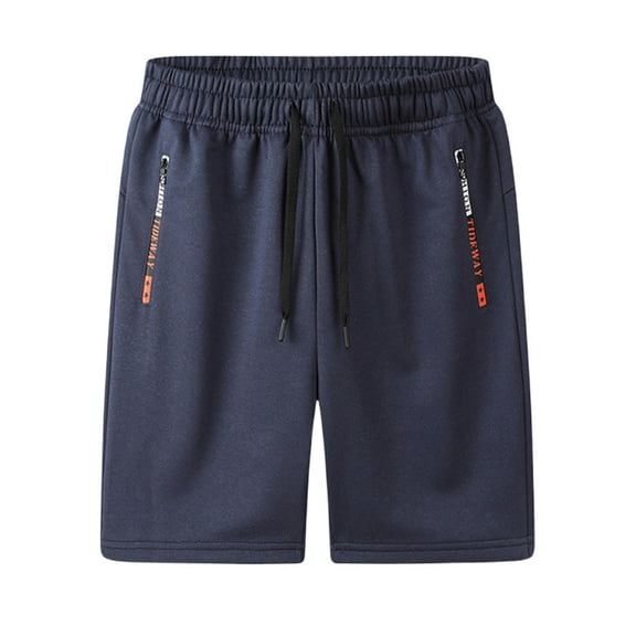 AHTJRT Men's Casual Atheletic Shorts Elastic Waist Drawstring Training Shorts with Zip Pockets Dark Blue 3XL