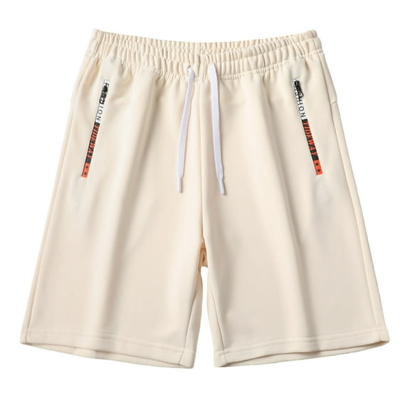 AHTJRT Men's Casual Atheletic Shorts Elastic Waist Drawstring Training Shorts with Zip Pockets Khaki 5XL