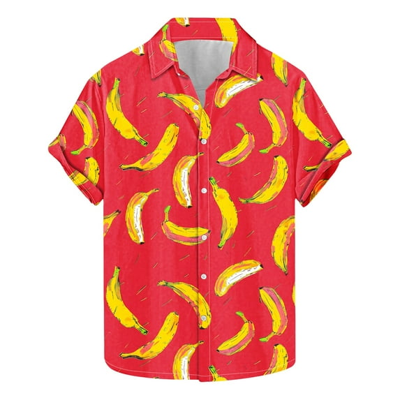 AHTJRT Men's Casual Button-Down Shirt Hibiscus Watercolor Summer Pool Days Multicolor 5XL