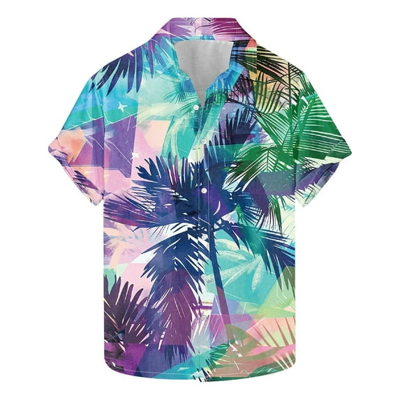 AHTJRT Men's Casual Button-Down Shirt Sunset Landscape Sociable Evenings Multicolor XL