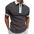 thumbnail image 1 of AHTJRT Men's Casual Polka Dot Print Dress Shirt Short Sleeve Zipper Blouse with Collar Black 3XL, 1 of 3