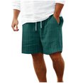 thumbnail image 1 of AHTJRT Men's Casual Ribbed Knit Shorts with Elastic Waist and Pocket for Summer Beach Vacations Green 2XL, 1 of 6