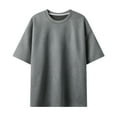 thumbnail image 1 of AHTJRT Men's Casual Round Neck Short Sleeve Suede T-Shirt with Drop Shoulder Design Dark Gray L, 1 of 3