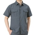 thumbnail image 1 of AHTJRT Men's Casual Short Sleeve Button Down Shirt Lightweight Chest Pockets Classic Fit Soft Relaxed Tees Gray XL, 1 of 6
