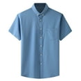 thumbnail image 1 of AHTJRT Men's Casual Short Sleeve Button Down Shirt Versatile Chest Pocket Classic Fit Soft Relaxed Tees Light Blue 2XL, 1 of 5