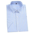 thumbnail image 1 of AHTJRT Men's Casual Short Sleeve Button Down Shirt Stylish Striped Design Comfortable Fit Wear Lightweight Breathable Classic Modern Blouse Light Blue XL, 1 of 5
