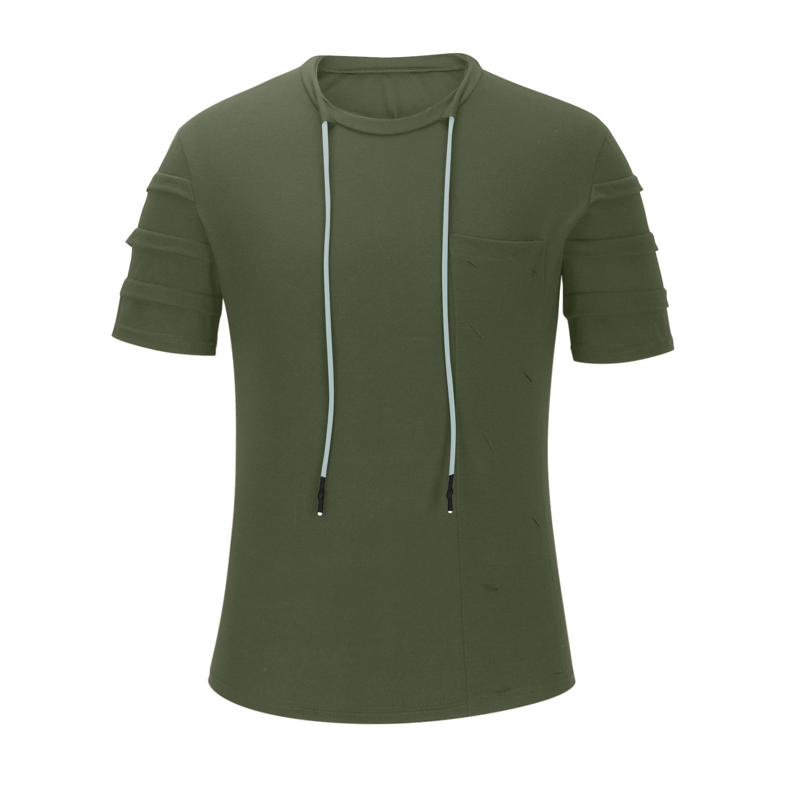 Lingt Chic Men's Short Sleeve Hoodie - Button Front Pullover With Drawstring, Muscle Fit Athletic Top