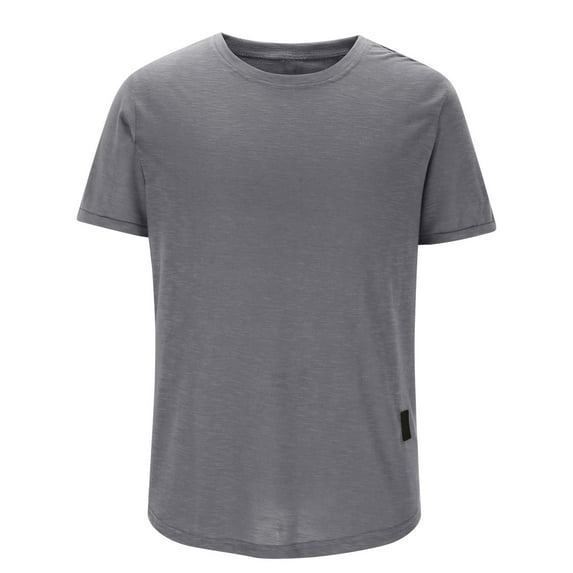 AHTJRT Men's Casual Short Sleeve T Shirt Lightweight Relaxed Fit Stylish Side Panel Blouse Gray 2XL