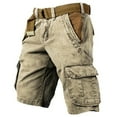 thumbnail image 1 of AHTJRT Men's Casual Solid Outdoor Shorts with Distressed Wash for Hiking Khaki XL, 1 of 3