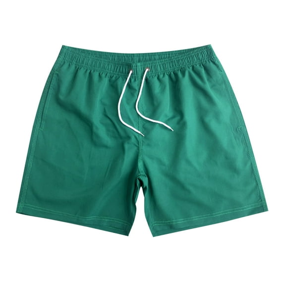 AHTJRT Men's Casual Solid Swim Trunks with Quick-Dry and Drawstring Pocket for Holiday Beach Wear Army Green L