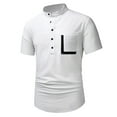 thumbnail image 1 of AHTJRT Men's Casual Stand Collar Short Sleeve Shirt with Button Down and Pocket for Spring Summer White L, 1 of 5