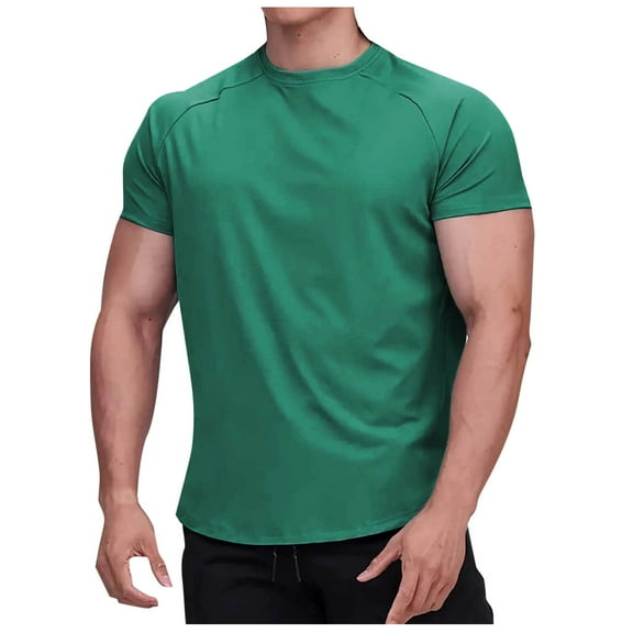 AHTJRT Men's Classic Soft Short Sleeve Crew Neck T-Shirt for a Fitted and Elastic Comfort Green 2XL