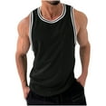 thumbnail image 1 of AHTJRT Men's Contrast Trim Mesh Tank: Sleeveless Round Neck for Gym and Casual Comfort Black S, 1 of 6