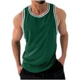 thumbnail image 1 of AHTJRT Men's Contrast Trim Mesh Tank: Sleeveless Round Neck for Gym and Casual Comfort Green 2XL, 1 of 6