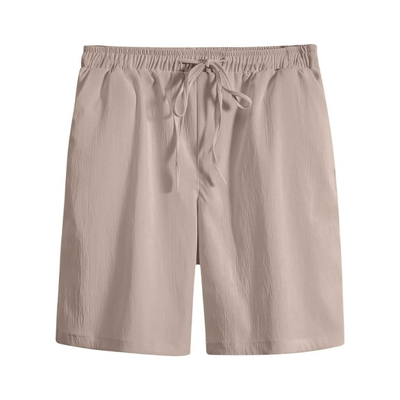 AHTJRT Men's Cotton Beach Shorts Athletic Style with Pockets Lightweight and Breathable for Summer Fun Beige 2XL