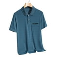 thumbnail image 1 of AHTJRT Men's Cotton Short Sleeve Business Shirt Classic Fit with 3-Button Down Soft Casual Golf Style with Pocket Blue XL, 1 of 2