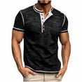 thumbnail image 1 of AHTJRT Men's Cotton Short Sleeve Henley Shirt Casual Plain Button Comfortable Summer Basic Tee Black S, 1 of 7