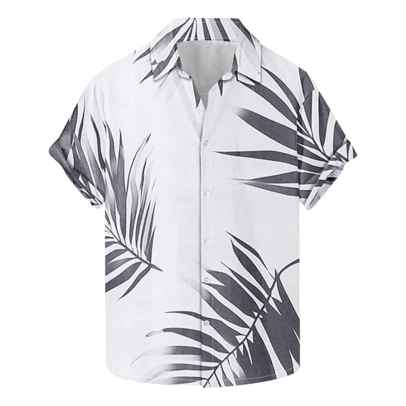 AHTJRT Men's Cuban Collar Shirt Gradient Palm Fronds Beach Bonfire Gatherings Multicolor S