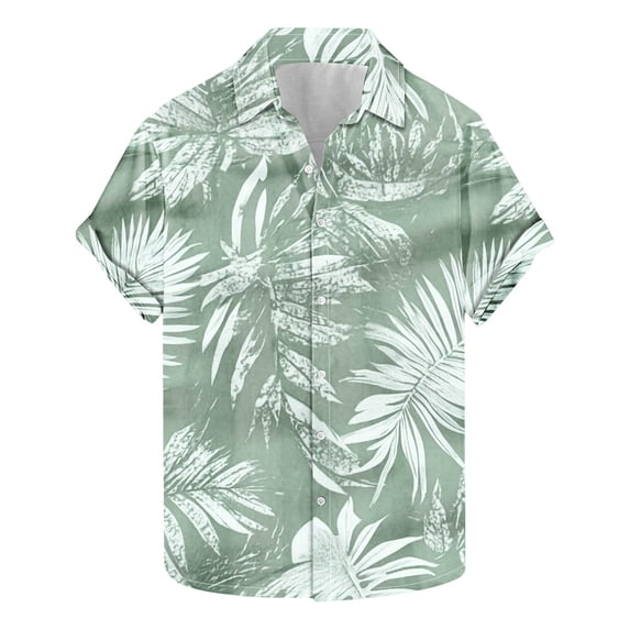 AHTJRT Men's Cuban Collar Shirt Monstera Leaf Variations Cozy Bonfire Nights Multicolor 5XL