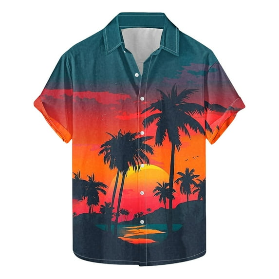 AHTJRT Men's Drop Shoulder Hawaiian Shirt Abstract Pineapple Geometry Island Vibes Multicolor 5XL