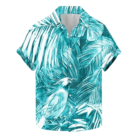 AHTJRT Men's Drop Shoulder Hawaiian Shirt Neon Coconut Silhouettes Cruise Ship Formal Nights Multicolor S