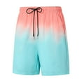 thumbnail image 1 of AHTJRT Men's Gradient Colorblock Shorts Stylish Drawstring Elastic Waist Swim Trunks Green M, 1 of 8