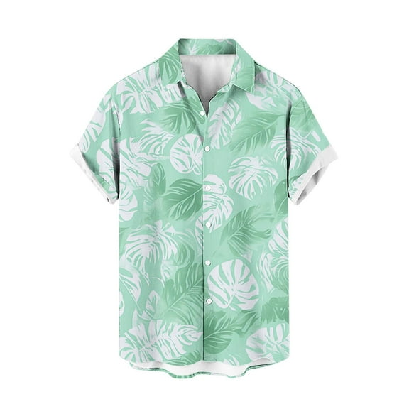 AHTJRT Men's Hawaiian Shirt Bamboo Cluster Patterns Relaxed Weekend Style Green 3XL