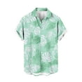 thumbnail image 1 of AHTJRT Men's Hawaiian Shirt Bamboo Cluster Patterns Relaxed Weekend Style Green L, 1 of 4