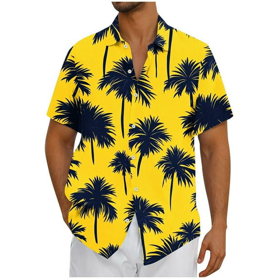 AHTJRT Men's Hawaiian Shirt Watercolor Hibiscus Design Lightweight & Breathable for Poolside Relaxation Yellow 3XL