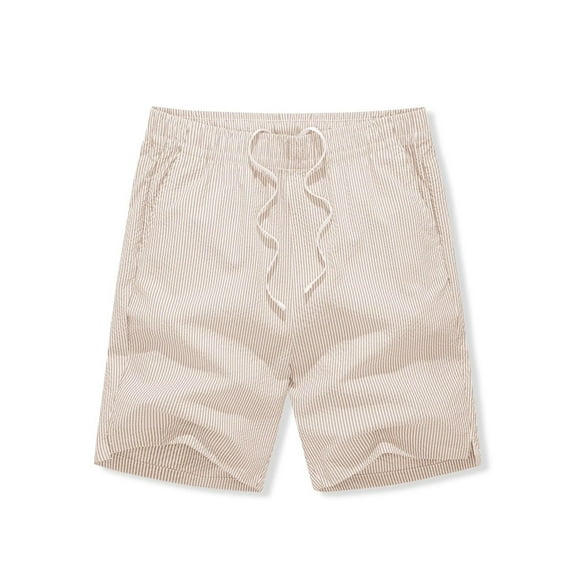 AHTJRT Men's Lightweight Casual Shorts with Elastic Waist and Drawstring - Comfortable Everyday Wear Shorts Beige 2XL
