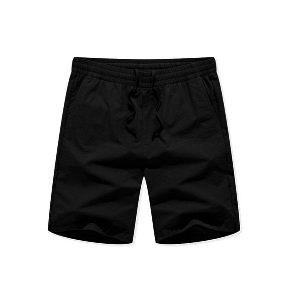 AHTJRT Men's Lightweight Casual Shorts with Elastic Waist and Drawstring - Comfortable Everyday Wear Shorts Black XL