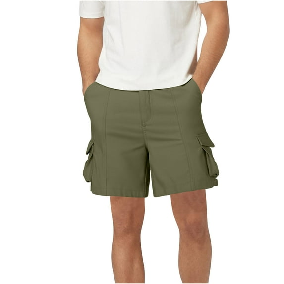 AHTJRT Men's Lightweight Quick-Dry Hiking Shorts Versatile Cargo Shorts for Outdoor Summer Adventures Army Green S