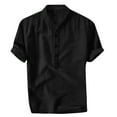thumbnail image 1 of AHTJRT Men's Linen Henley Tunic 3/4 Sleeve Lightweight Cotton T-Shirt for Beach and Yoga Black M, 1 of 5