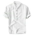 thumbnail image 1 of AHTJRT Men's Linen Henley Tunic 3/4 Sleeve Lightweight Cotton T-Shirt for Beach and Yoga White L, 1 of 5