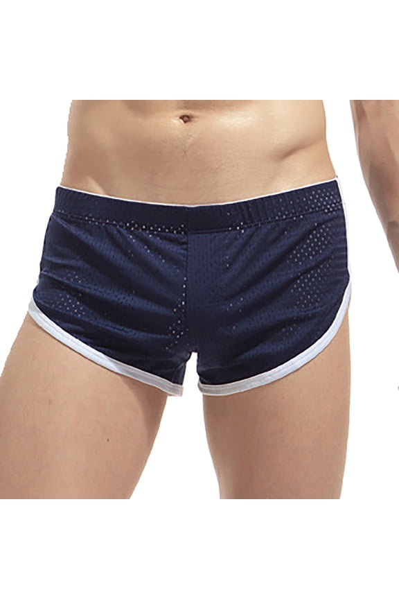 Men's Mesh Booty Shorts 3 Inch Breathable Quick-Dry Smooth Lounge Active Swimming Shorts Ranger Panties Dark Blue M