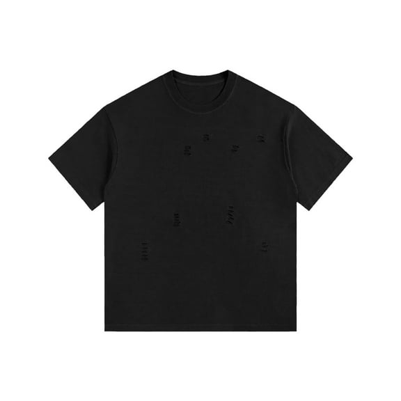 AHTJRT Men's Oversized Acid Wash Cotton T-Shirts Casual Streetwear Tees Black 2XL