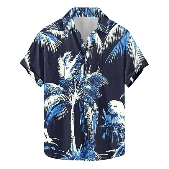 AHTJRT Men's Oversized Camp Shirt Watercolor Hibiscus Blooms Poolside Cocktail Party Multicolor S