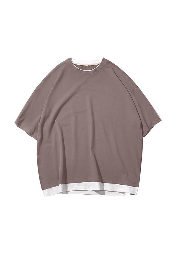 Men's Oversized Workout T-Shirt Short Sleeve Dry Fit Lightweight Crewneck Tee Top for Fashionable Wear Coffee L