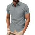 thumbnail image 1 of AHTJRT Men's Plus Size Long Sleeve Waffle Solid Color Button Down Casual Business Work Comfy Blouse Tees Gray 3XL, 1 of 8