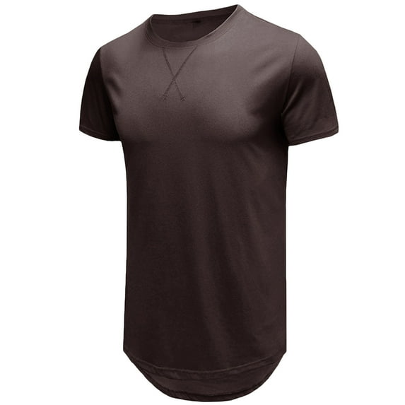 AHTJRT Men's Premium Longline Curve Hem Droptail T-Shirt for Hipster Style Brown XL