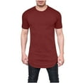 thumbnail image 1 of AHTJRT Men's Premium Longline Drop Tail T-Shirts Short Sleeve Slim Fit Hip Hop Workout Tees Wine XL, 1 of 6