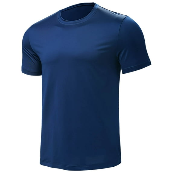 AHTJRT Men's Quick Dry Moisture Wicking Outdoor Running Sports Casual Short Sleeve Tees Blue 2XL