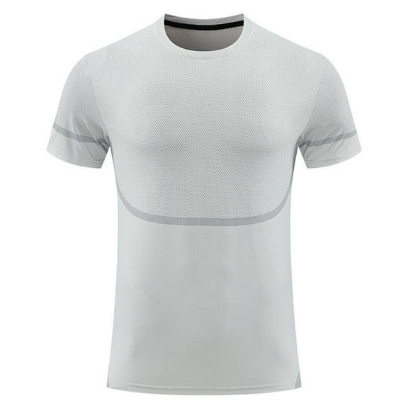 AHTJRT Men's Raglan Short Sleeve Compression Workout T-Shirts Cool Dry Sports Base Layer Athletic Undershirts Gray 3XL