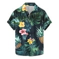 thumbnail image 1 of AHTJRT Men's Short Sleeve Button-Down Abstract Pineapple Geometry Island Adventures Multicolor 2XL, 1 of 5