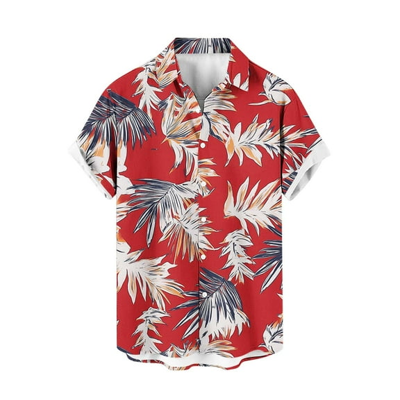 AHTJRT Men’s Short Sleeve Hawaiian Shirt with Pineapple Prints Button Down Casual Resort Shirt Multicolor M