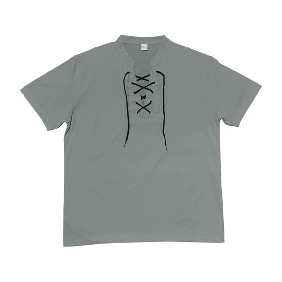 AHTJRT Men's Short Sleeve Lace Up Front T Shirt Trendy Unique St Out Design Soft Relaxed Fit Going Out Tees Gray S