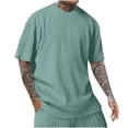 thumbnail image 1 of AHTJRT Men's Short Sleeve Muscle T-Shirt Casual Bodybuilding Workout Tee for a Fit Look Light Blue 2XL, 1 of 6
